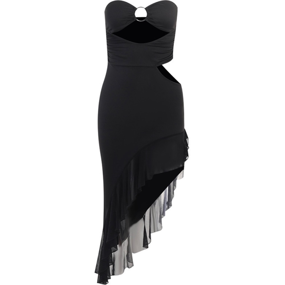Black Strapless Cutout Dress - Picture 4 of 9